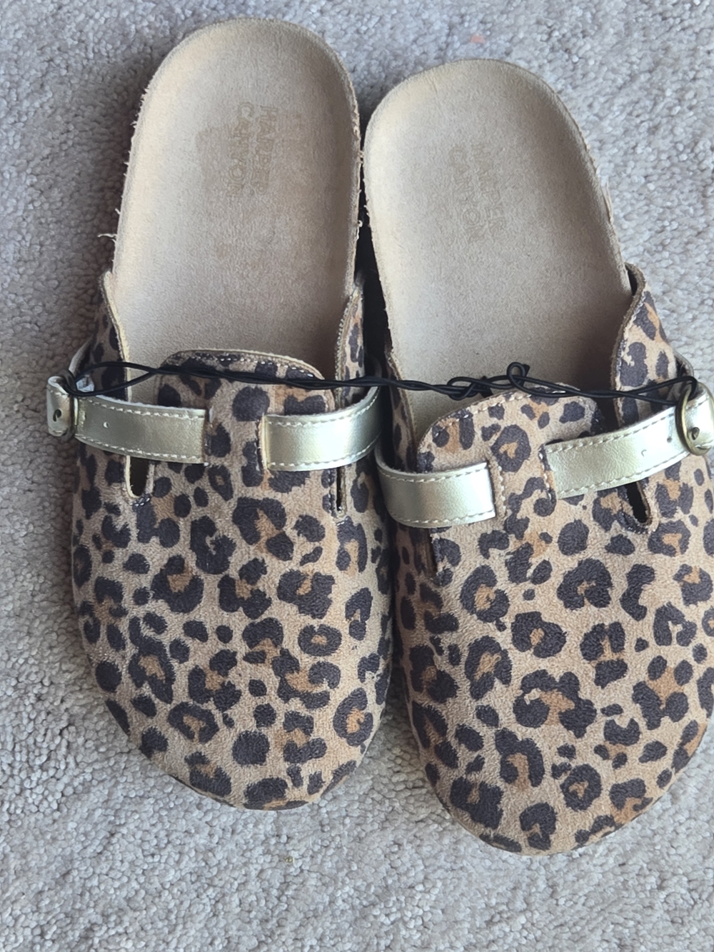 Harper Canyon Leopard Print Slip-On Clogs with Gold Strap